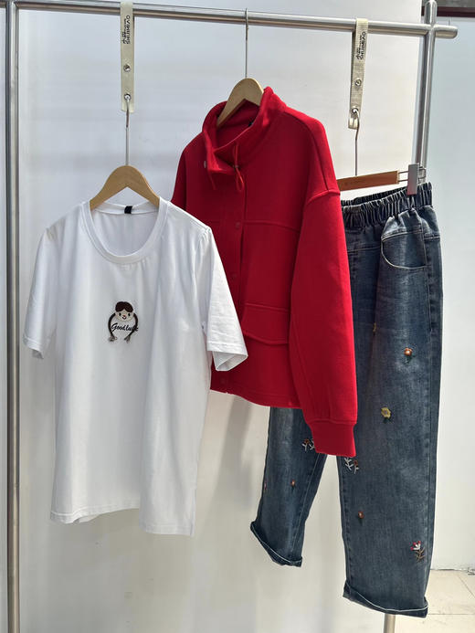 水淼2025春新品纯棉显瘦百搭刺绣小女孩大码短袖T恤0257 商品图4