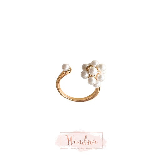 LHWINDSOR 小葡萄开口戒指原创设计精致小众珍珠戒指 商品图0