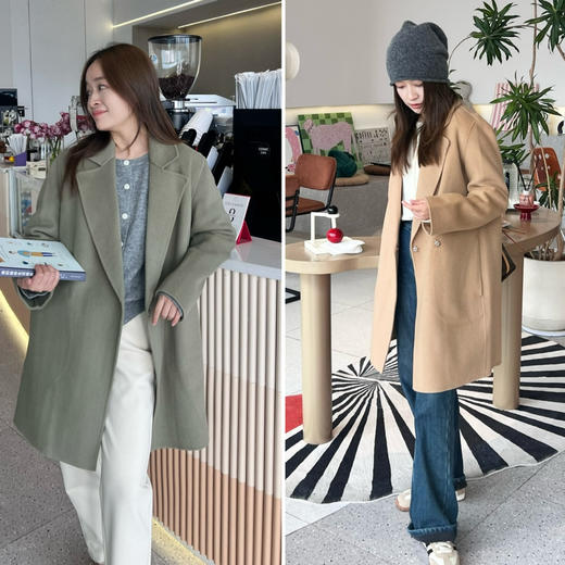 25特价 2412201     2色 暗扣大衣  羊毛羊绒 商品图0