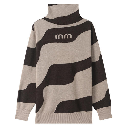 CC-SYX-9035撞色羊毛针织毛衣女秋冬内搭2024新款堆堆领打底衫宽松大码上衣女 商品图4