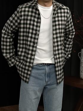 【顺丰包邮】13826 【Lor* piano同款】 牦牛绒（藏地软黄金)男士绿色格子polo领衬衣 1009