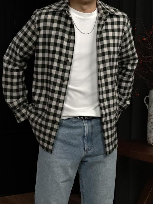 【顺丰包邮】13826 【Lor* piano同款】 牦牛绒（藏地软黄金)男士绿色格子polo领衬衣 1009 商品图0