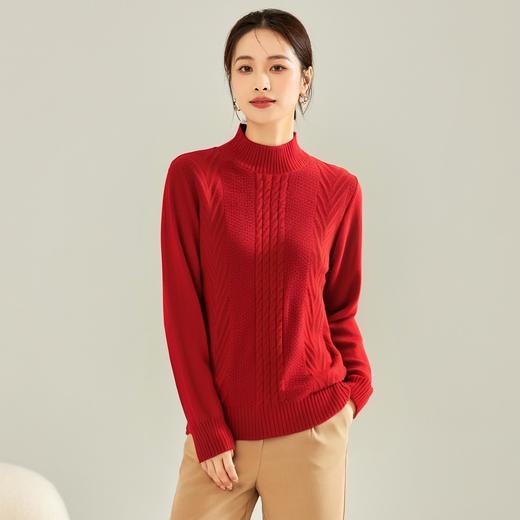 罗蒙女士针织衫秋冬经典半高领舒适百搭套头女毛衣休闲通勤 商品图1
