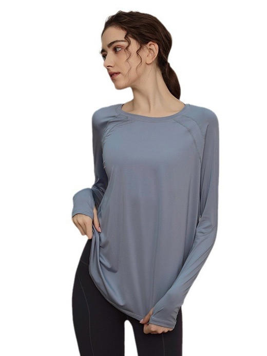 新款宽松速干运动上衣女长袖T恤瑜伽服透气跑步健身服显瘦健身衣 KML BT-ARWT310 商品图4