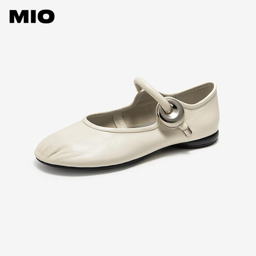 MIO米奥时尚甜美玛丽珍鞋羊皮革圆头皮带扣浅口单鞋M251400009 商品图0