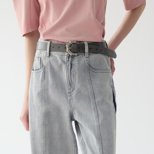 谜底牛皮革皮带2025春季新品复古风百搭特色扣头腰带女251MQ0406 商品图1