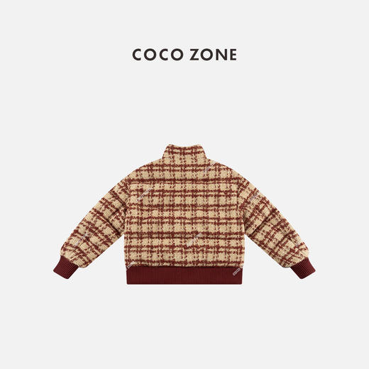 COCO ZONE 冬季90鹅绒撞色格纹保暖立领羽绒服CC2D3205 商品图1