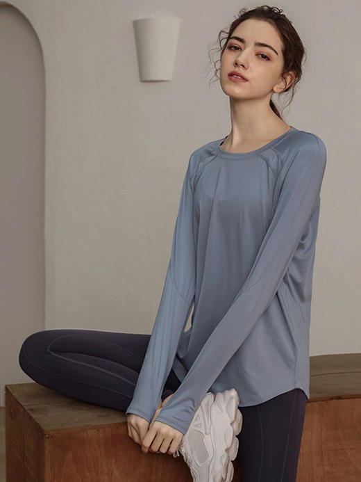 新款宽松速干运动上衣女长袖T恤瑜伽服透气跑步健身服显瘦健身衣 KML BT-ARWT310 商品图2