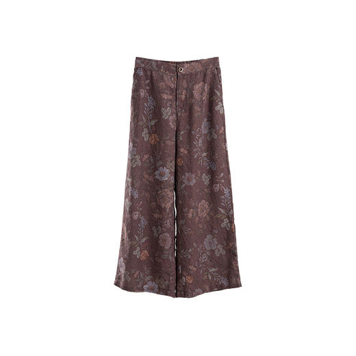 绽放旅行女装844朵/加厚双雨露麻底印花半松紧腰长裤宽松休闲裤 商品图3