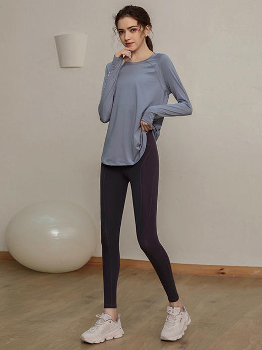 新款宽松速干运动上衣女长袖T恤瑜伽服透气跑步健身服显瘦健身衣 KML BT-ARWT310 商品图3