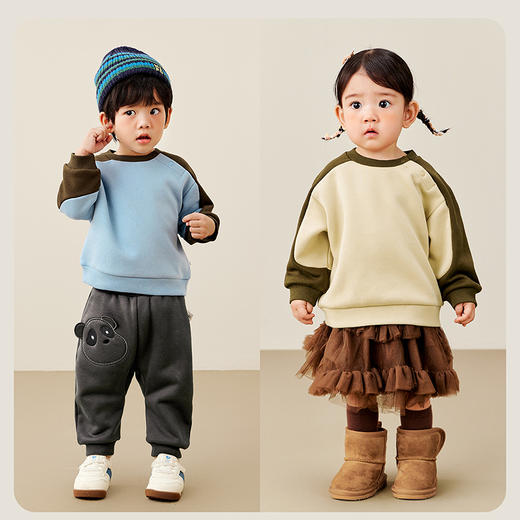 迷你巴拉男女童冬新品加绒亲肤卫衣舒弹长袖上衣 商品图2
