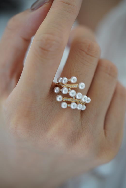 Akoya多珠戒指「海浪款」 商品图0
