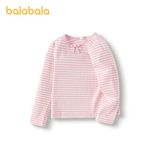 巴拉巴拉童装女童T恤儿童2025春装新款长袖上衣甜美条纹针织内搭 商品图4