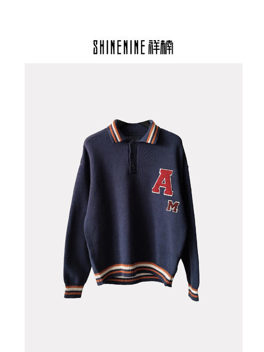 W33394390复古针织POLO衫 商品图0