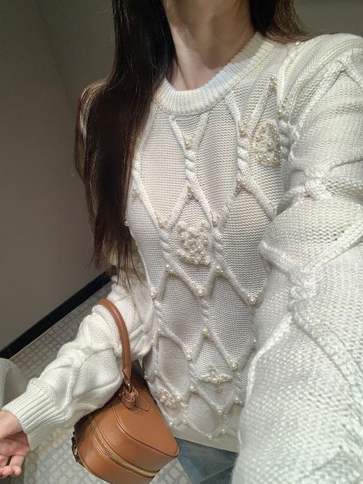 驴家24Fw秋冬新款绞花针织绵羊毛混纺套头衫（UY*DQJB) 商品图8