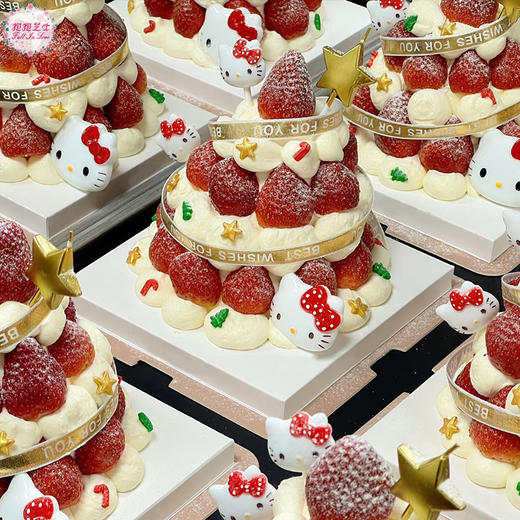 【圣诞新款】Hello Kitty草莓塔蛋糕  一层又一层的新鲜草莓，简直不要太诱人 商品图2