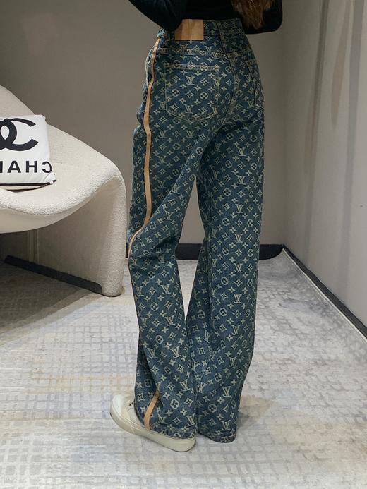 驴家24FW秋冬新款侧边饰带满印老花牛仔裤（UY*DQJB） 商品图3