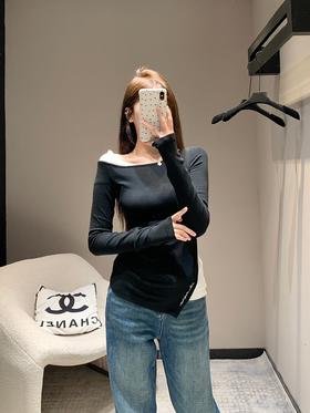 24Fw秋冬新款不规则假两件长袖T恤（UY*）