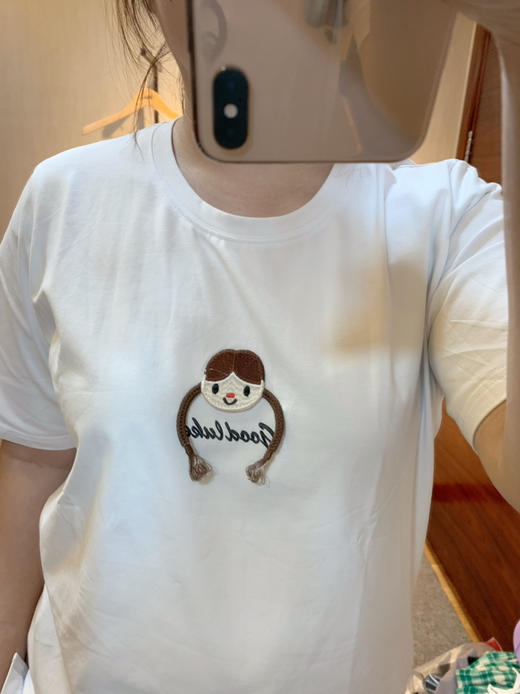 水淼2025春新品纯棉显瘦百搭刺绣小女孩大码短袖T恤0257 商品图6
