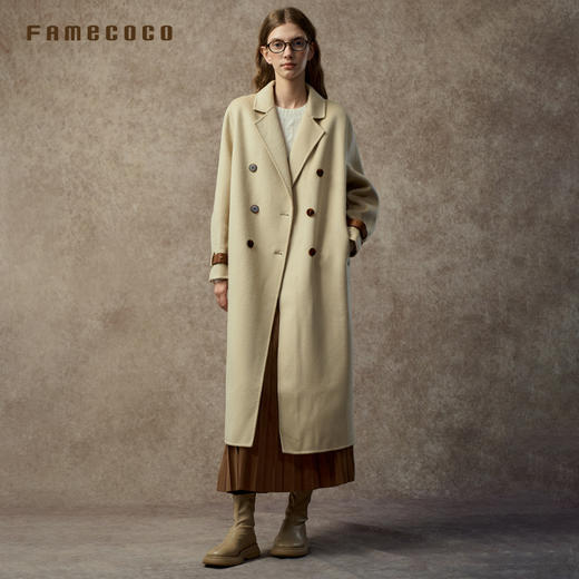 Famecoco范可儿直筒落肩双面呢大衣宽松显瘦100%羊毛FAC8AQ006 商品图0