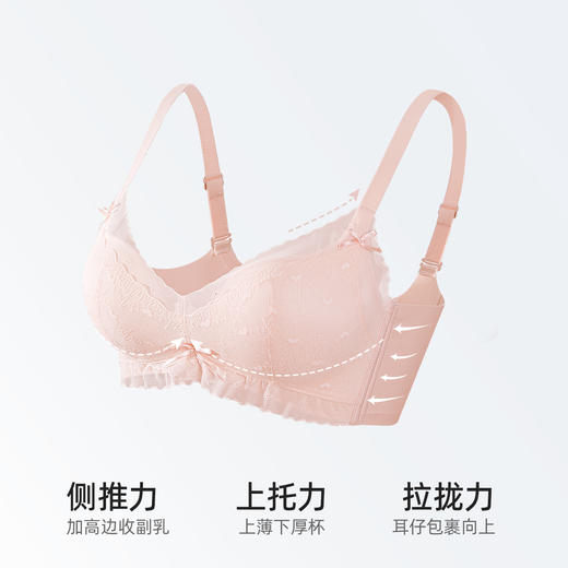 【强聚拢】熳洁儿 内衣小胸聚拢无钢圈文胸性感蕾丝无痕舒适莫代尔柔软收副乳24261525 商品图1