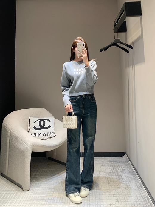 缪缪24Fw秋冬新款字母提花圆领针织毛衣（UY*DQJB） 商品图6