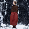 绽放830朵/秋冬亚麻棉脏染松紧腰铺棉花苞半裙百搭复古文艺中长裙 商品缩略图2