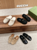 古驰秋冬新款羊毛运动半拖鞋面麂皮压印迷你老花logo，拼接小牛皮（UX*HD) 商品缩略图0