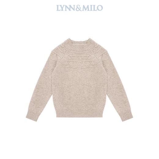 【春上新】【3.8折】8楼琳麦罗 LYNNMILO 米咖色毛织挑孔花边领羊毛衫  吊牌价：998元  活动价：379元 商品图4