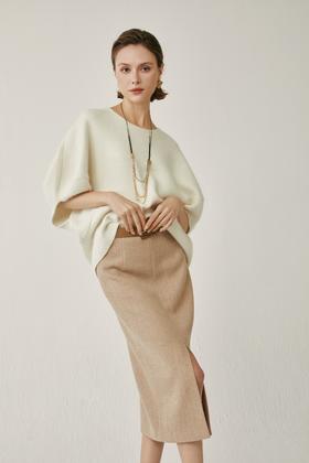 SAFICOO 优雅都市 落肩蝙蝠袖 显瘦有层次感毛织衫