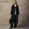 Famecoco范可儿个性大翻领刺绣经典款黑色双面呢长大衣FAC8AQ019 商品缩略图1
