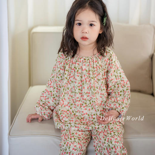 【云优选】BabyStormi亲子同款四层纱家居服套装竹纤维长袖睡衣女童春秋a类分体（周六日不发货） 商品图1