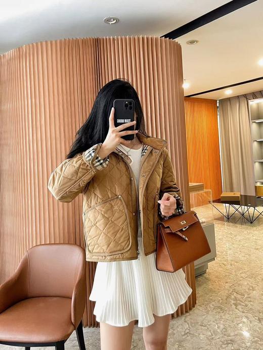 巴家 灯芯绒领拼接绗缝菱格连帽棉衣外套（UY*GH215） 商品图0