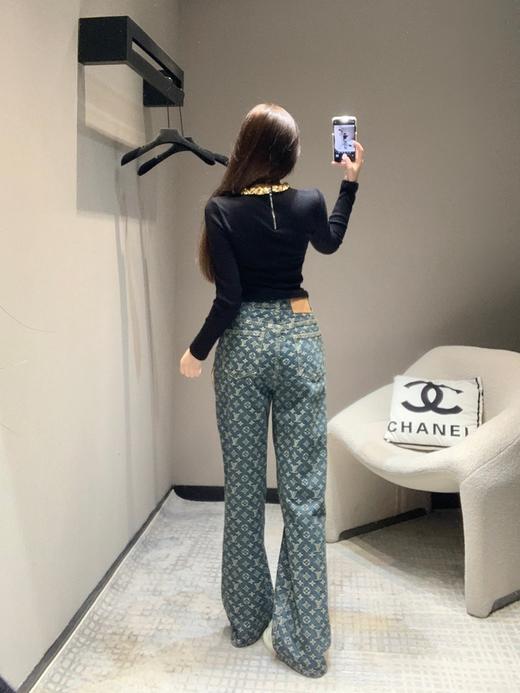 驴家24FW秋冬新款侧边饰带满印老花牛仔裤（UY*DQJB） 商品图7