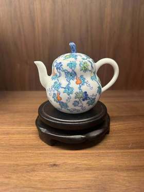 斗彩福禄双全泡茶壶