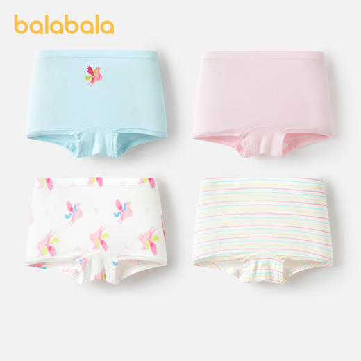 巴拉巴拉儿童内裤莫代尔a类女童四角短裤小童宝宝萌平角裤四条装 商品图0