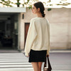 OLrain欧芮儿法式杏色卫衣女冬季2024年新款学校刺绣圆领上衣 商品缩略图3