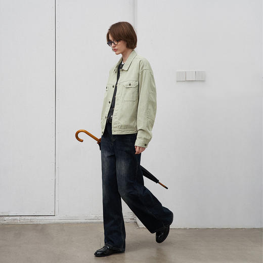 714street美式复古条纹水洗工装夹克男2025春季新款宽松短阔外套 商品图4