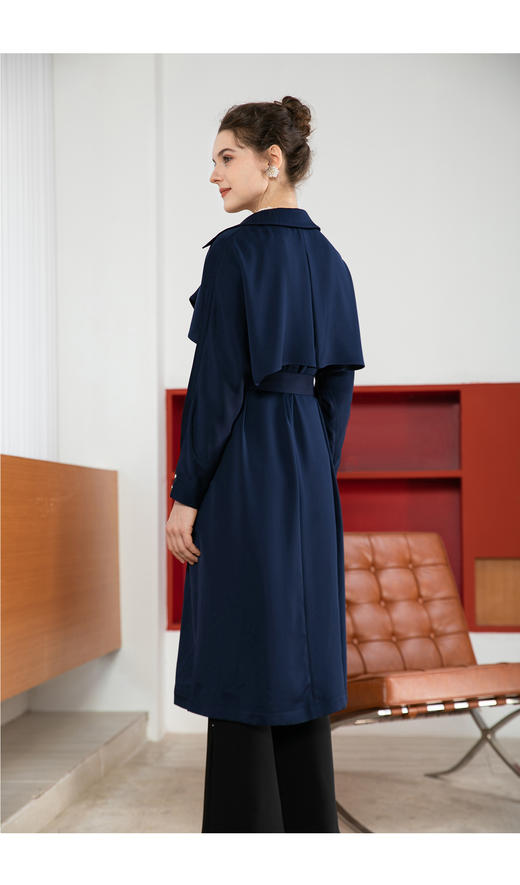 司歌时尚廓形中长风衣腰带秋女R901282X 商品图5