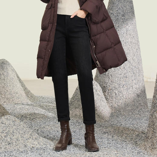 半身缘女裤 冬季简洁大方暖和舒适铅笔牛仔裤254202E10102603 商品图0