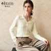OLrain欧芮儿杏白色针织衫女冬季2024年新款POLO领通勤套头衫 商品缩略图0