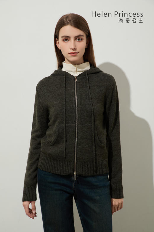 连帽抽绳针织开衫外套 商品图11