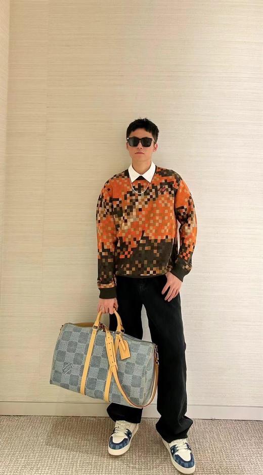 驴家24Fw秋冬新款马赛克渐变棋盘格Monogram花㚏针织毛衣男女同款（UY*DQJB） 商品图7