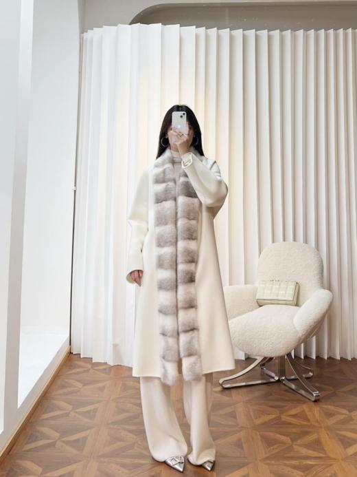 LP老钱风轻奢进口十字水貂领双面羊绒大衣（UY*XHD） 商品图0