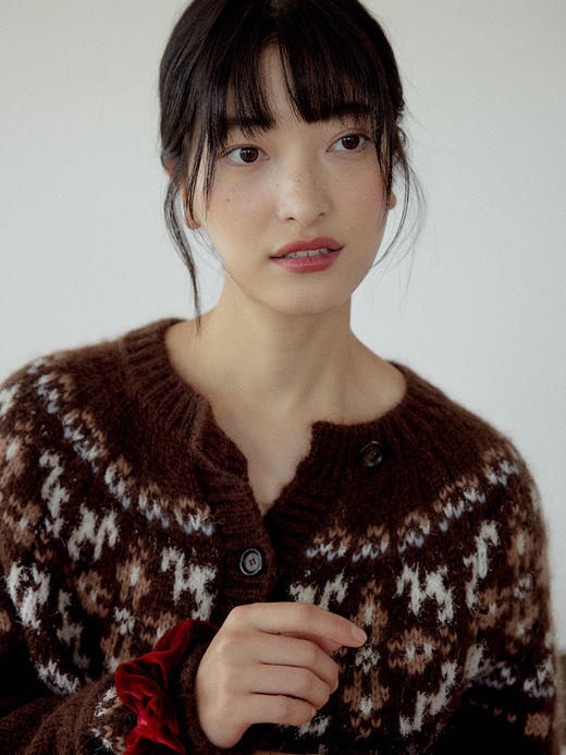 【现货】Even Vintage|重磅复古费尔岛 慵懒随性宽松落肩廓形感毛衣开衫 商品图3