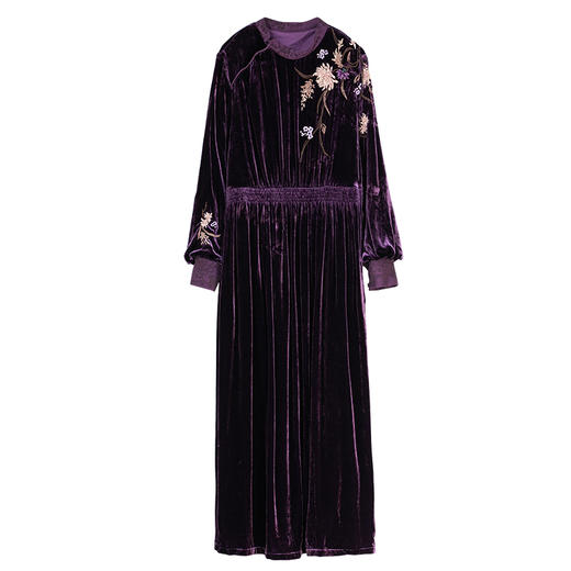 牧衣游原创丝绒刺绣连衣裙新款 限量福利款 摇月【不支持会员折】 商品图4