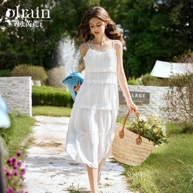 OLrain欧芮儿白色吊带连衣裙女春季2025年新款法式纯欲风蕾丝裙