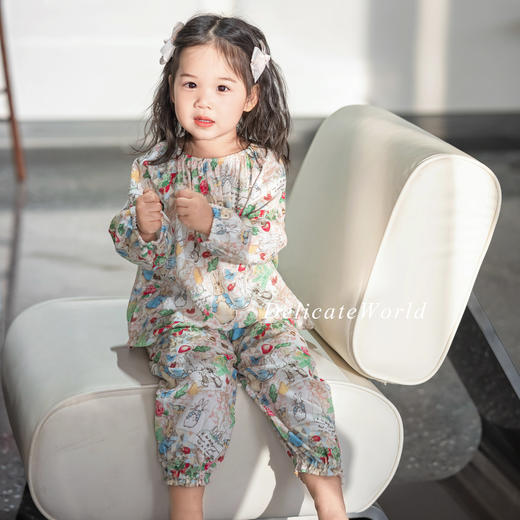【云优选】BabyStormi亲子同款四层纱家居服套装竹纤维长袖睡衣女童春秋a类分体（周六日不发货） 商品图7