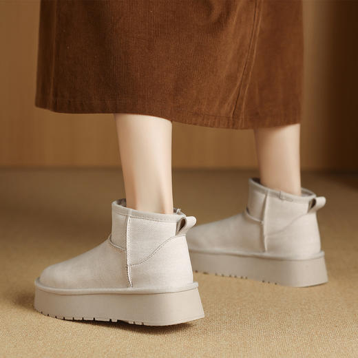 D：Fuse/迪芙斯百搭舒适保暖雪地靴女2024秋冬季新款厚底洋气短靴DF441189AM 商品图2