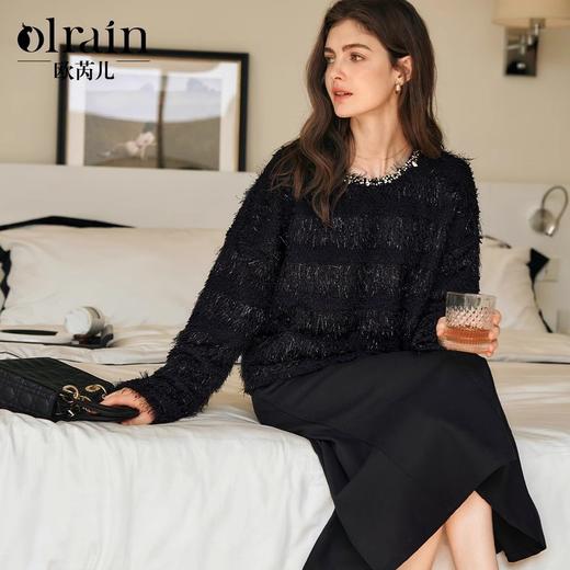 OLrain欧芮儿法式加厚卫衣女春季2025年新款温柔设计感水滴扣上衣 商品图0